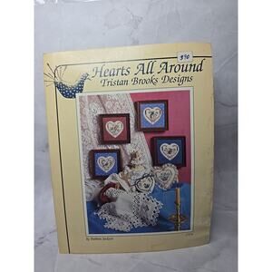 1986 Tristan Brooks Designs Cross Stitch Leaflet Charts Hearts All Around